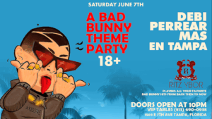 Bad Bunny Latin trap reggaeton music dance party theme ticket concert live Tampa Ybor City