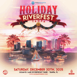HOLIDAY RIVERFEST on Saturday, December 20, 2025 - Tampa Riverwalk Hillsborough River Parade Christmas Season family friendly fun outdoors concert show special event live music concert festival giving tickets VIP things to do Bay downtown Julian Lane Riverfront Park
