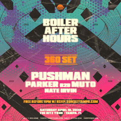 Boiler House Room After Hours Pushman Parker b2b Muto Nate Irvin dj edm tour concert special event party show tickets Tampa Ybor City