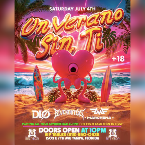 Bad Bunny party theme night show special event dj tickets Tampa Ybor City Gas Worx Un Verano Sin Ti