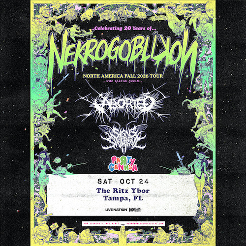 Nekrogoblikon 20 years 20th anniversary tour concert show special event band special guests Aborted Signs of the Swarm Party Cannon tickets Tampa Ybor City Gas Worx