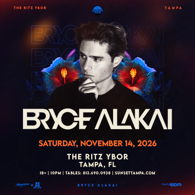 Bryce Alakai dj edm love winner tour show concert special event party nightclub VIP tickets meet and greet Tampa Ybor City Gas Worx