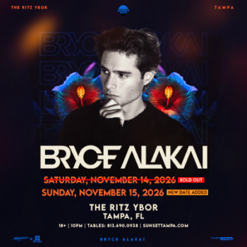 Bryce Alakai dj edm love winner tour show concert special event party nightclub VIP tickets meet and greet Tampa Ybor City Gas Worx