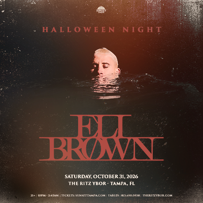Eli Brown Halloween dj edm tour concert show special event party nightclub VIP tables bottles tickets Tampa Bay Ybor City Gas Worx