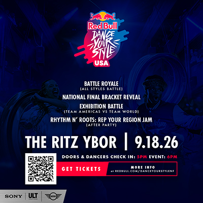 Red Bull Dance Your Style Battle Day Finals tickets tour show party special event nigthclub showcase exhibition Rhythm N’ Roots tickets Tampa Ybor City Gas Worx