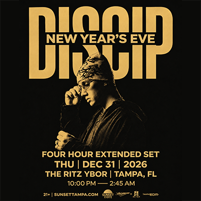 Discip NYE New Years Eve 2027 edm dj concert show special event party nightclub tickets Tampa Ybor City Gas Worx