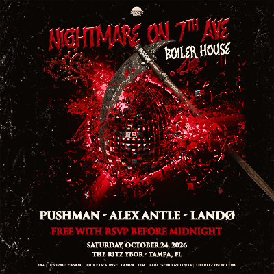 Nightmare on 7th Ave Avenue Halloween Spooky Szn Boiler House Room dj edm nightclub party show special event concert tickets Tampa Ybor City Gas Worx